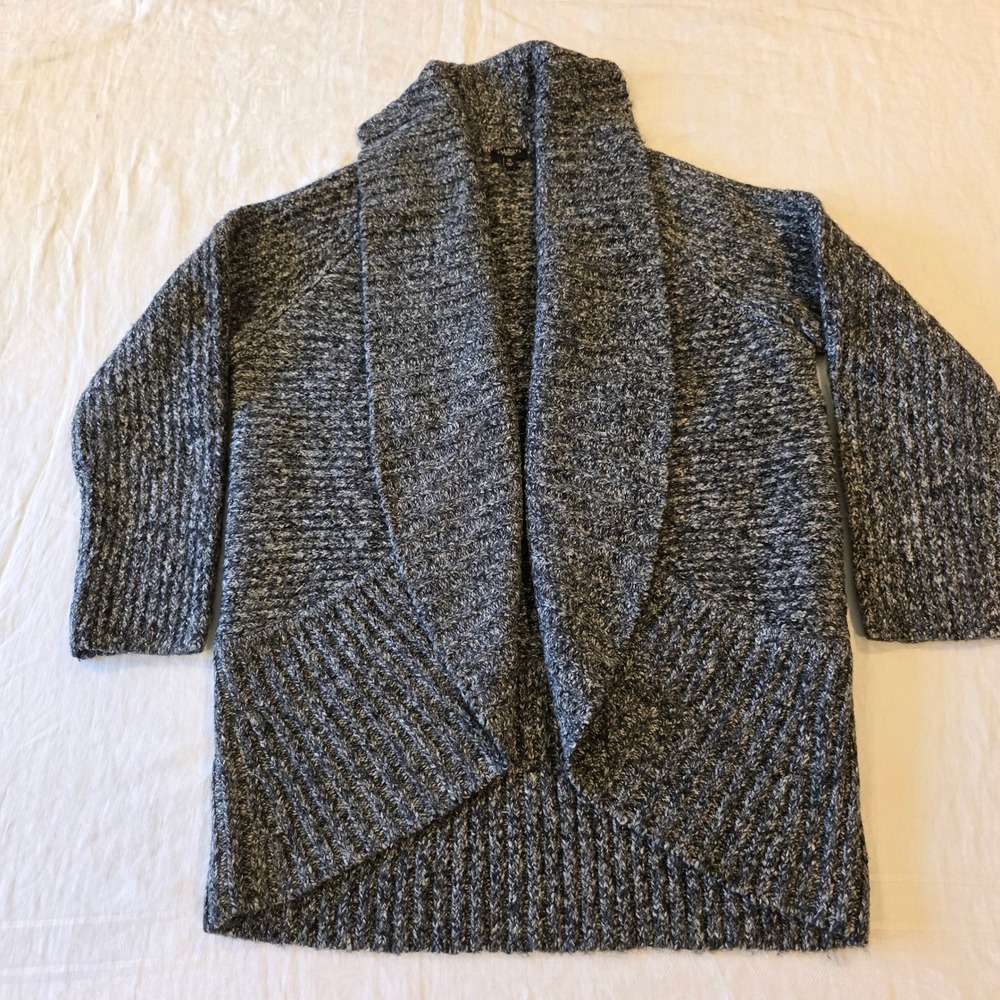 Talbots Petites XL Gray Marled Alpaca Blend Open Front Shawl Collar Cardigan